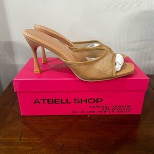 🛍️ ATBELL Neutral Mesh High Heels Nude Mules – Size 8